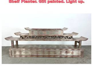 Lot 1327 James Mont Pagoda Form Floor Shelf Planter. Gilt painted. Light up.