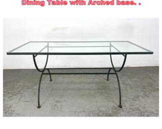 Lot 1511 Vintage Salterini Iron Glass Top Dining Table with Arched base. .