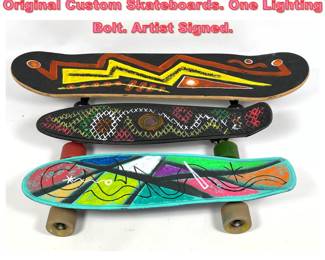 Lot 1444 Collection 3 DENNIS SAKELSON Original Custom Skateboards. One Lighting Bolt. Artist Signed.
