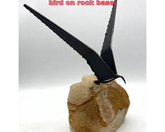 Lot 1201 C. Jere 68 Table Sculpture. Iron bird on rock base.