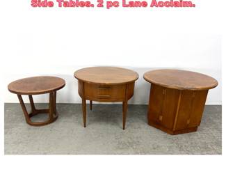 Lot 1417 3pcs American Modern Walnut Side Tables. 2 pc Lane Acclaim. 