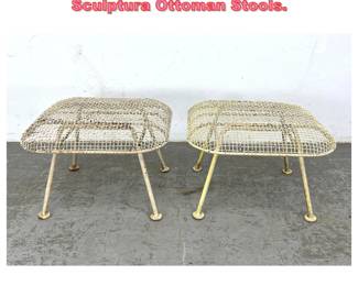 Lot 1502 Pair Russell Woodard Mesh Sculptura Ottoman Stools.