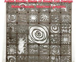 Lot 1349 36 Square Metal Wall Hanging. Artist Studio Made of Small Cut Design Metal Panels. Abstract graphic