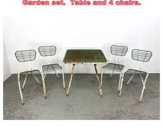 Lot 1474 5pc French Rene Malaval Iron Garden set. Table and 4 chairs.