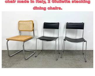 Lot 1326 3pcs. Marcel Breuer style Cesca chair made in Italy, 2 Giulietta stacking dining chairs.