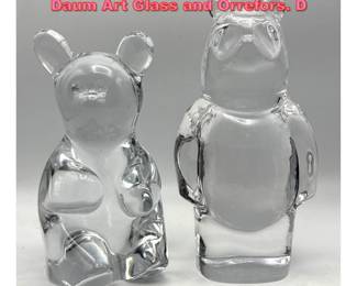 Lot 1173 2pcs Art Glass Bear Figures. Daum Art Glass and Orrefors. D