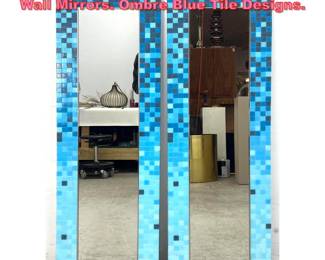 Lot 1317 2pc Glass Mosaic Tile Framed Wall Mirrors. Ombre Blue Tile Designs.