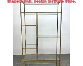 Lot 1027 Brass Frame Display Shelves Etagere Unit. Design Institute Style.