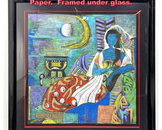 Lot 1231 Large DANPEI Mixed Media on Paper. Framed under glass.