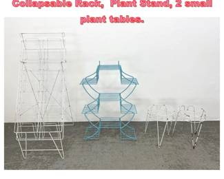 Lot 1412 4pcs Wire Work Furniture, Collapsable Rack, Plant Stand, 2 small plant tables. 