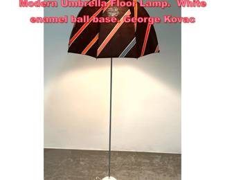 Lot 1362 George Kovac Mid Century Modern Umbrella Floor Lamp. White enamel ball base. George Kovac