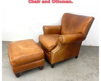 Lot 1389 Crate and Barrel Leather Lounge Chair and Ottoman.