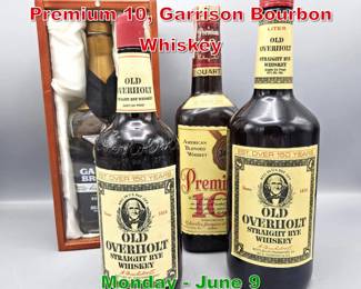Lot 212 4 bottles Overholt 2, Premium 10, Garrison Bourbon Whiskey