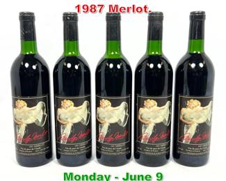 Lot 222 5 bottles Marilyn Monroe 1987 Merlot.