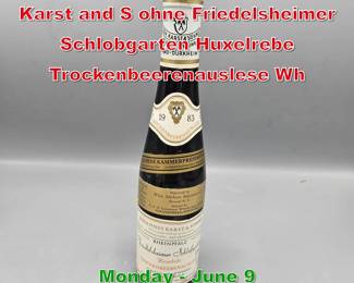 Lot 182 1983 Weingut Johannes Karst and S ohne Friedelsheimer Schlobgarten Huxelrebe Trockenbeerenauslese Wh