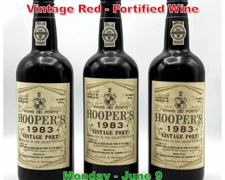 Lot 155 3 pcs 1983 Hooper s Porto Vintage Red Fortified Wine