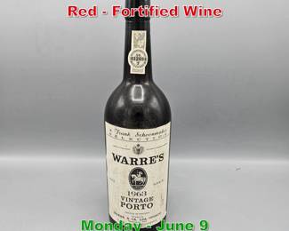 Lot 161 1963 Warre Porto Vintage Red Fortified Wine