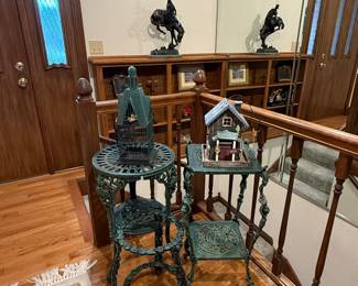 Cool bird house and Fredrick Remington Statue in the background!