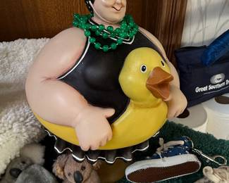 Department 56 Lady with Duck Inner Tube.
