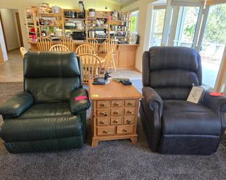 Available now green requirement recliner on the left $75.00