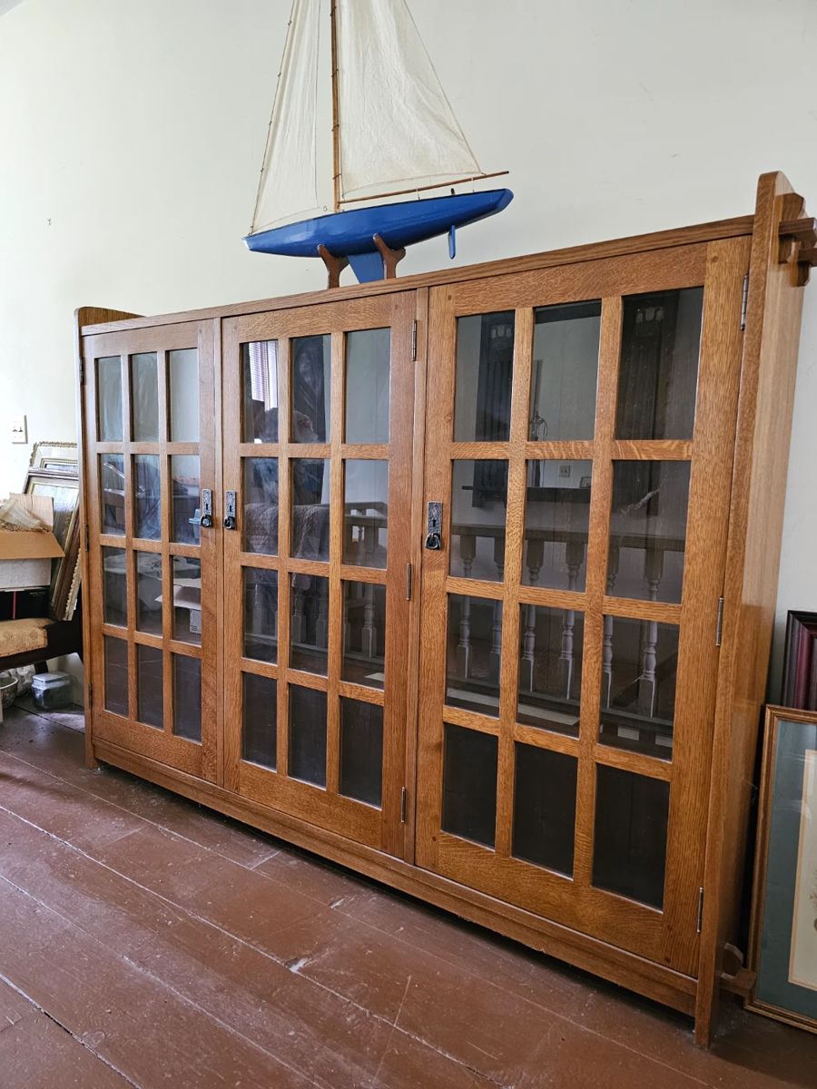 Stickley three door glass display case