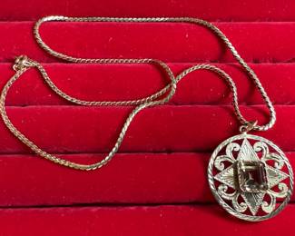 PENDANT CHARM 14K GOLD WITH CITRINE QUARTZ
