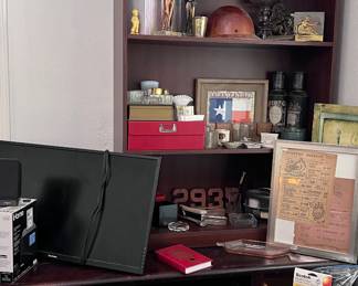 Collection of vintage office decor and business card holders