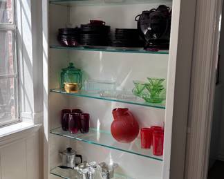 Antique shelving w/ glass shelves