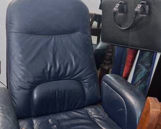 Navy Leather Office Chair