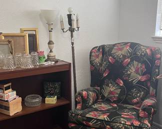Wingback Chair and vintage lamps