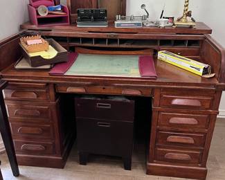 Antique Roll top desk - 3 pc