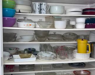 Lots of crystal, glass and vintage Tupperware