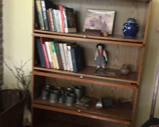 Barrister bookcase, pewter mugs