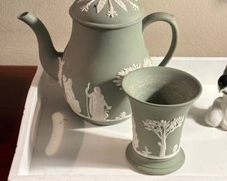 Wedge wood Jasperware pitcher and cup