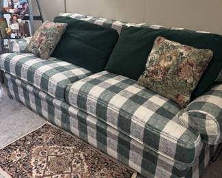 Nice large green/white plaid Sofa