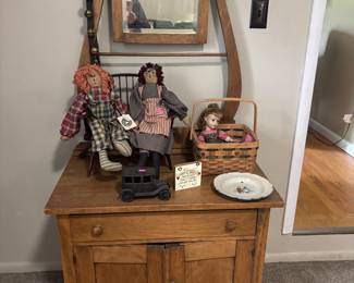 Oak washstand w/ cheval mirror