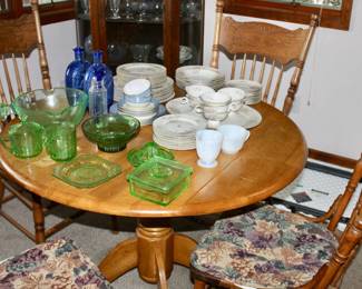 Depression Glass and Theodore Haviland Apple Blossom set