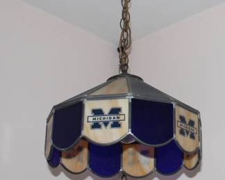 University of Michigan glass panel hanging light