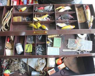 Tackle box filed with lures and accessories