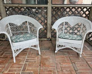 Vintage wicker tub chair and tub rocker