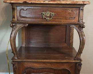 Granite top (one of two) side tables to match king bedroom set