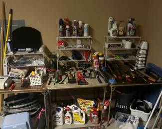 Garage tools, gardening supplies