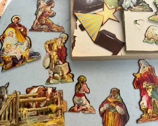 Vintage cardboard Nativity Scene