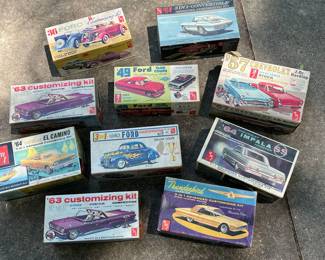 Model car kits partially assembled