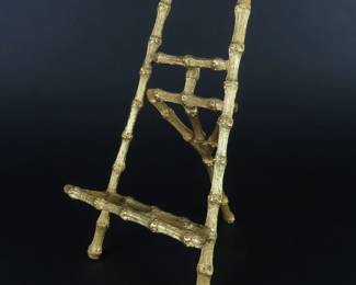 Folding Gold Tone Simulated Bamboo Plate / Picture Display Stand