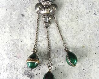 Unique Sterling Silver Brooch with Hanging Beads