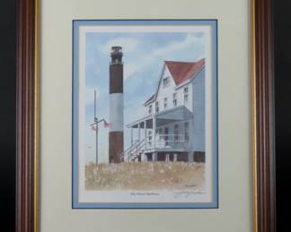 Signed Jerry Miller "Oak Island Lighthouse" Framed Print