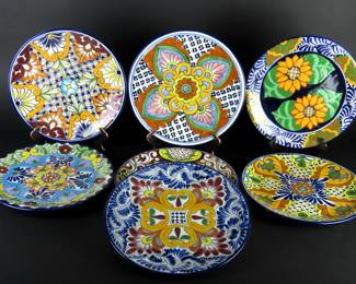 Lot of 7 Lead Free Talavera Mexican Pottery 11.5" Plates