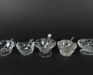 Mixed Lot of Vintage Salts with Sterling Silver Spoons - 20.4g