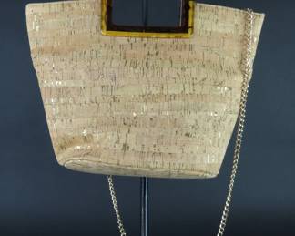 Beautiful Cork Handbag with Gold Tone Chain Strap